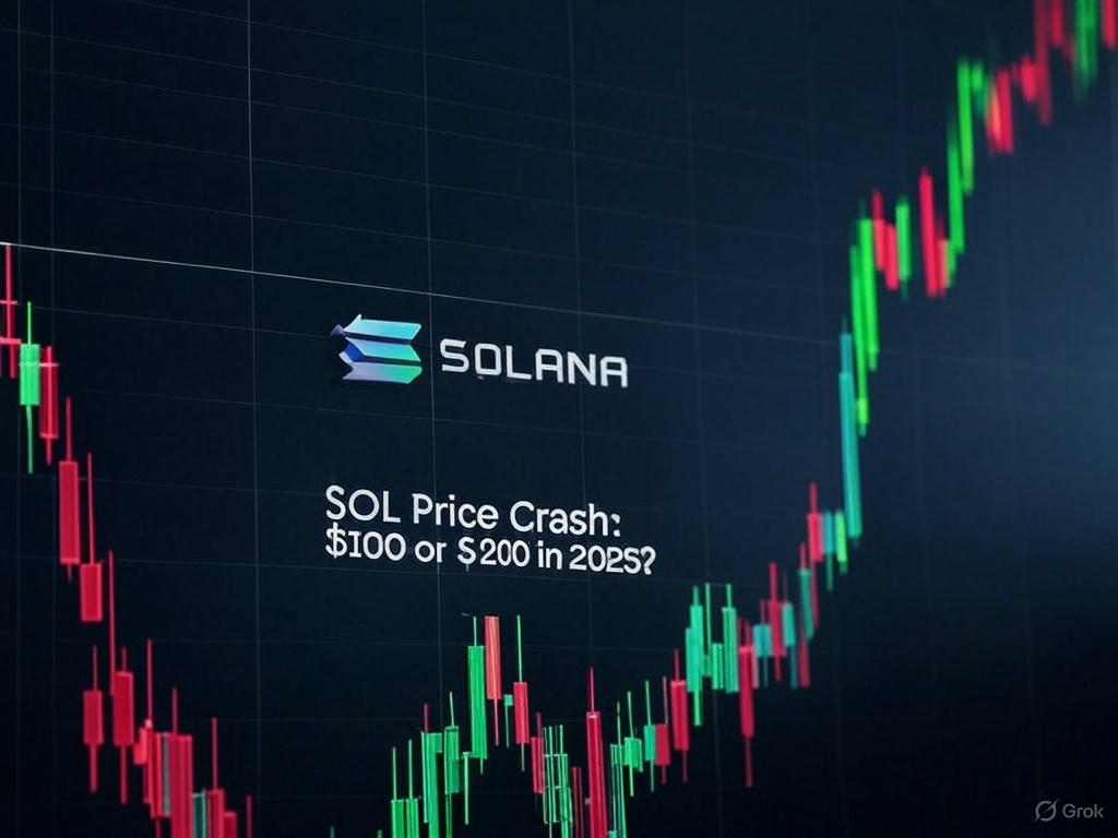 Solana price chart showing a drop to $126.5 with potential crash to $100 and rebound to $200 in 2025