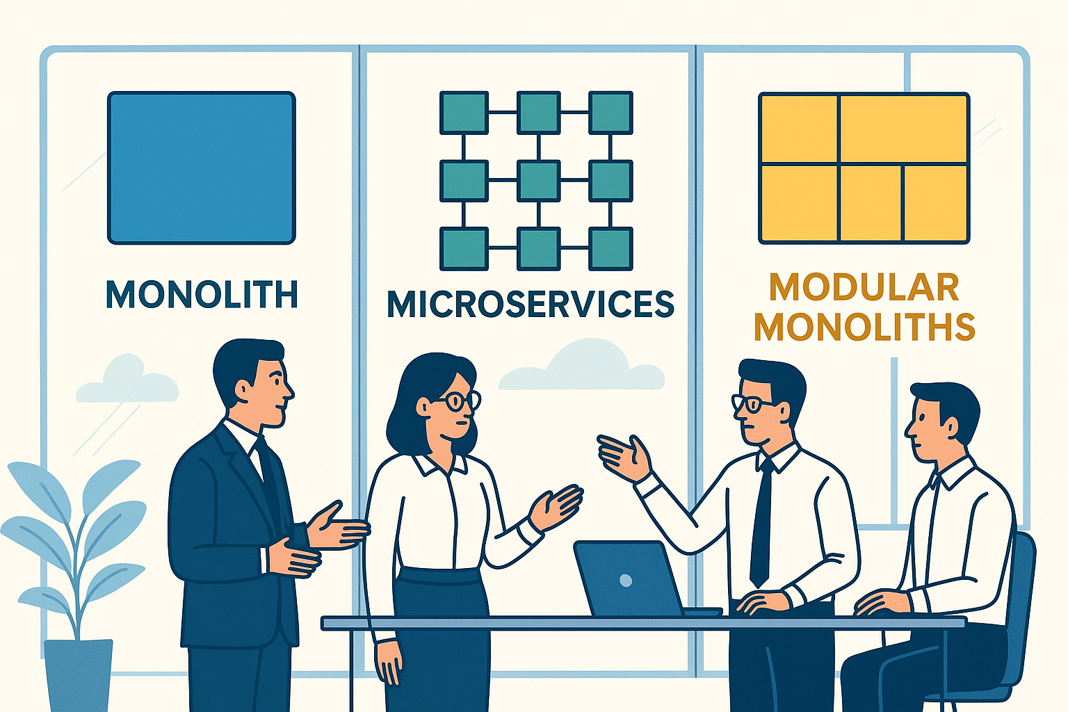 Monolith vs Microservices vs Modular architecture