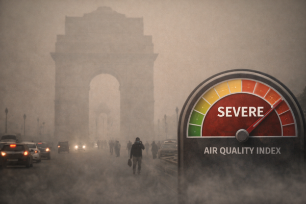 Smog covering Delhi NCR with high air quality index levels